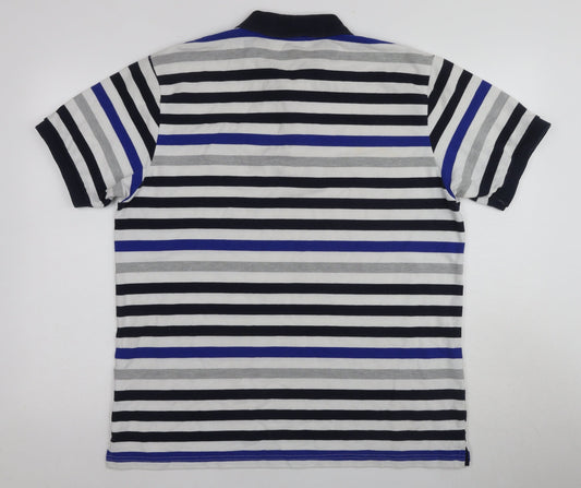 Everton Men's XL Multicoloured Striped Polo Shirt