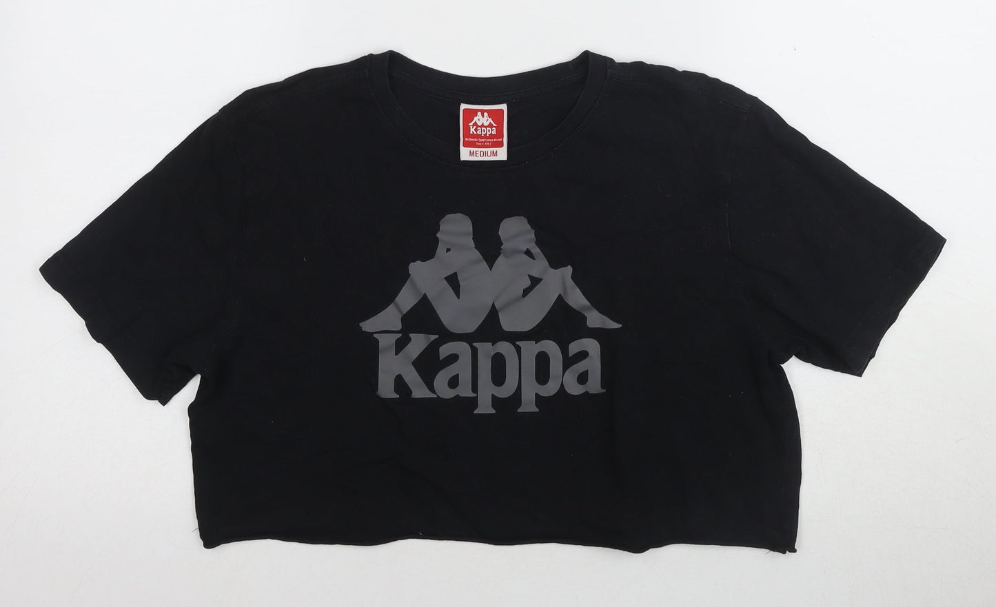 Kappa Unisex Black Cropped T-Shirt, M, Casual