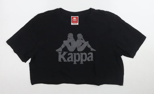 Kappa Unisex Black Cropped T-Shirt, M, Casual