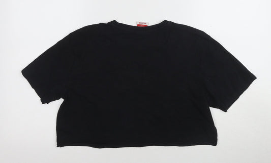 Kappa Unisex Black Cropped T-Shirt, M, Casual