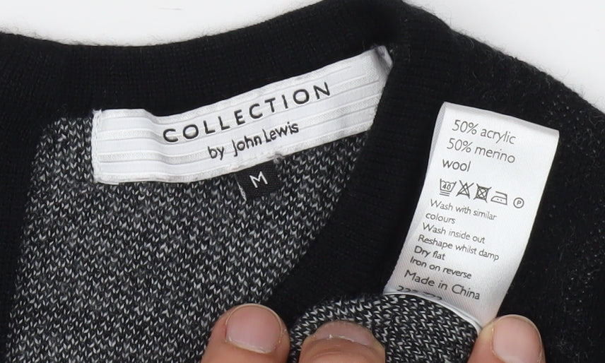 Close-up detail of John Lewis Black Wool Blend Sheath Dress M