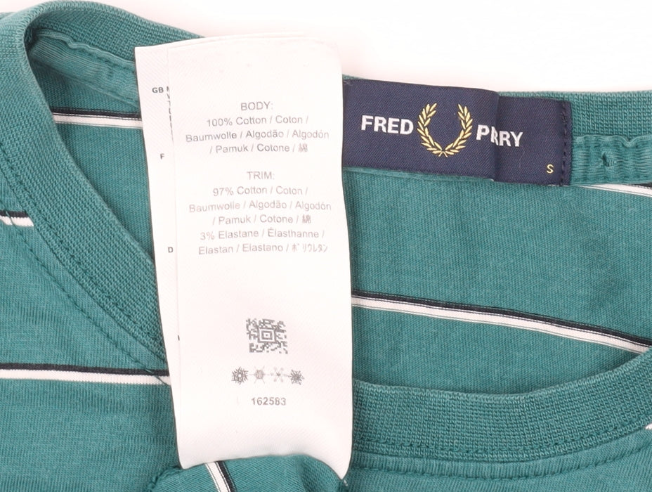 Fred Perry Men's Green Striped T-Shirt S