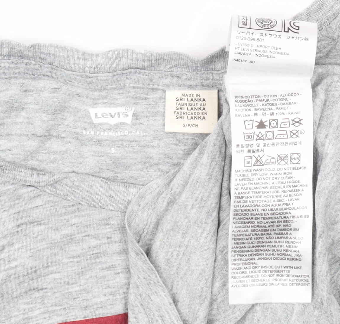 Levi's Women's Grey Basic Crew Neck T-Shirt - Size S