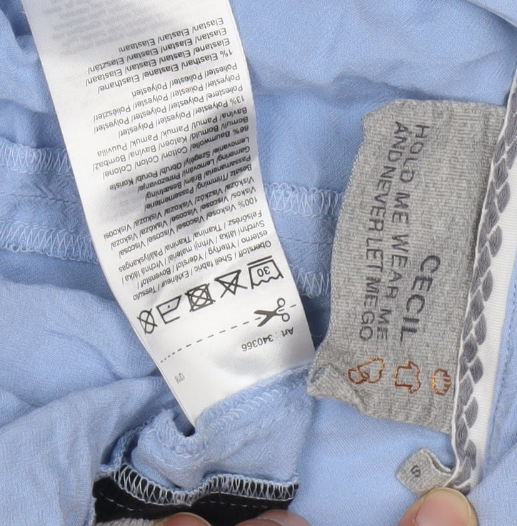 Close-up detail of Cecil Men's Blue Long Sleeve Button-Up Shirt, size S