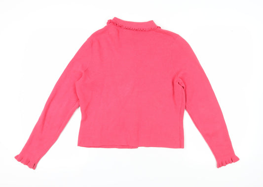 Laura Ashley Women's Pink Collared Cardigan Size 10