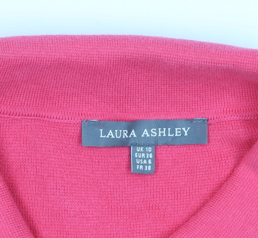 Laura Ashley Women's Pink Collared Cardigan Size 10