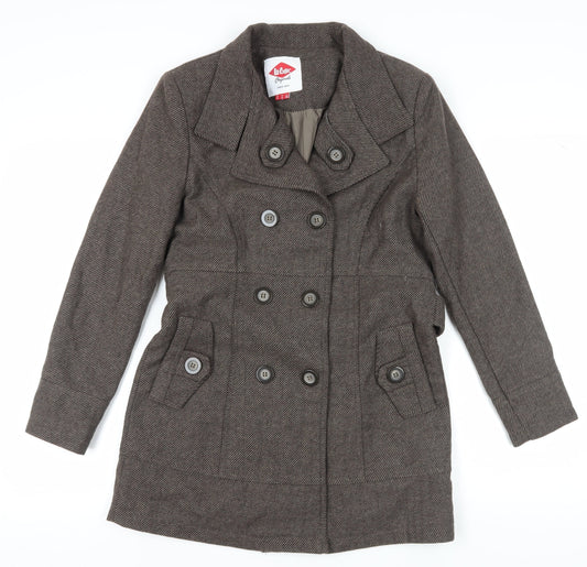 Lee Cooper Women's Brown Herringbone Pea Coat Size 8