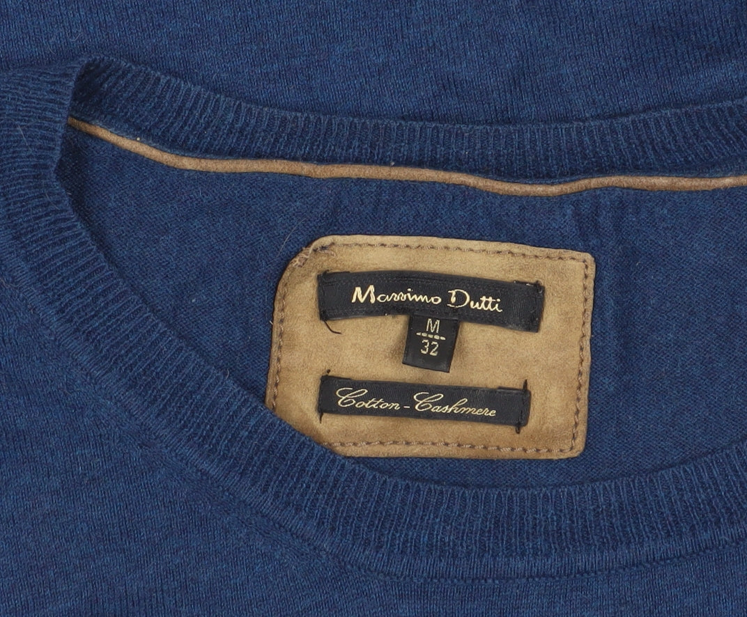 Massimo Dutti Women's Blue Cotton-Cashmere Jumper M