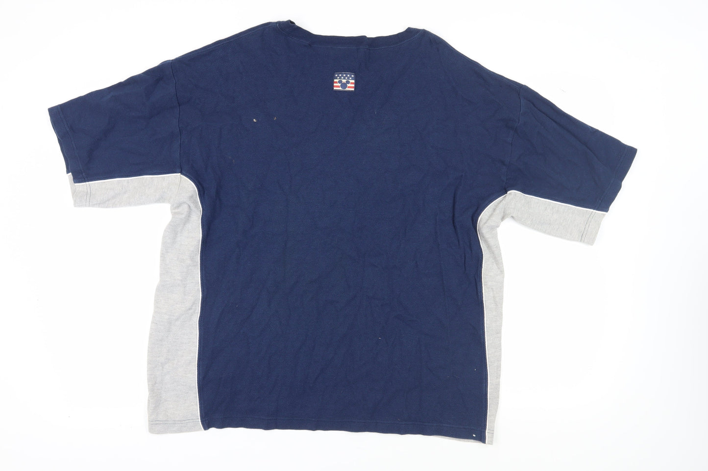 Disney Men’s Blue Grey Mickey T-Shirt L Logo Crew Neck