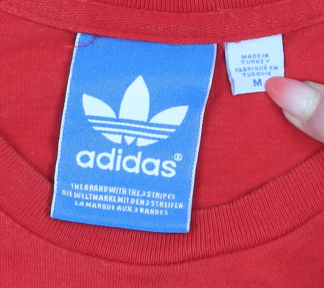 Adidas Women's Red Graphic T-Shirt, Size M, Casual Wear
