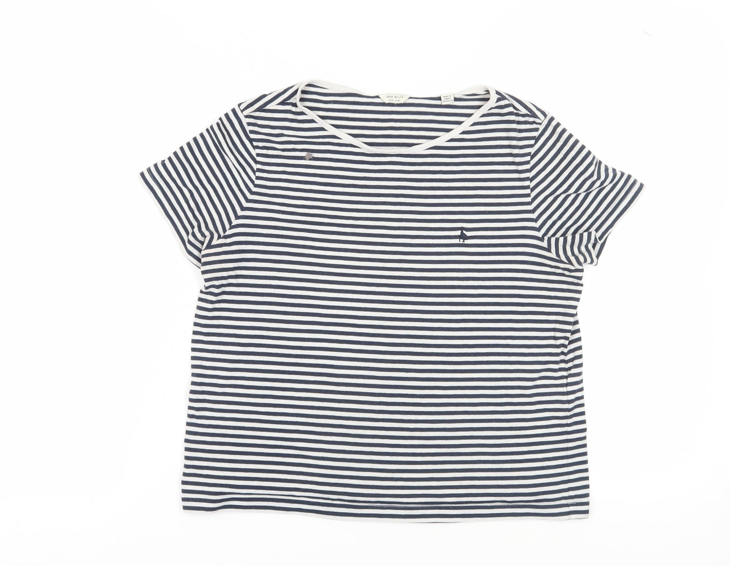 Jack Wills Women's Black-White Striped T-Shirt, Size 6