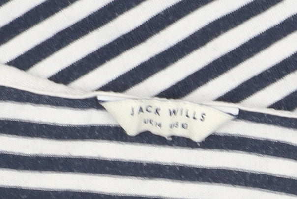 Jack Wills Women's Black-White Striped T-Shirt, Size 6