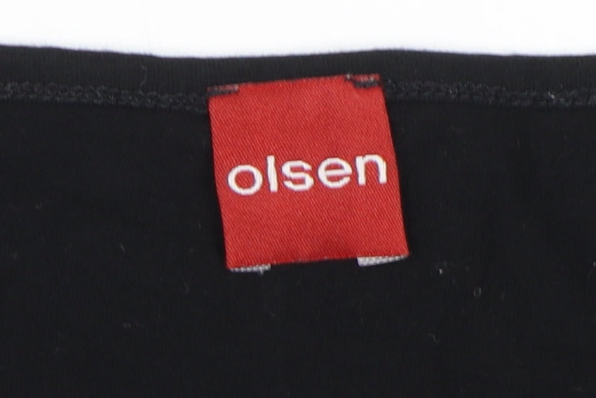 Olsen Women's Black V-Neck T-Shirt, Size 16