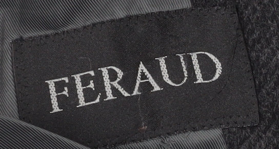 Feraud Men's Black Wool Overcoat - Size 42