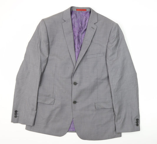 Ted Baker Men's Grey Blazer, Size 40R (Est), Wool, Formal