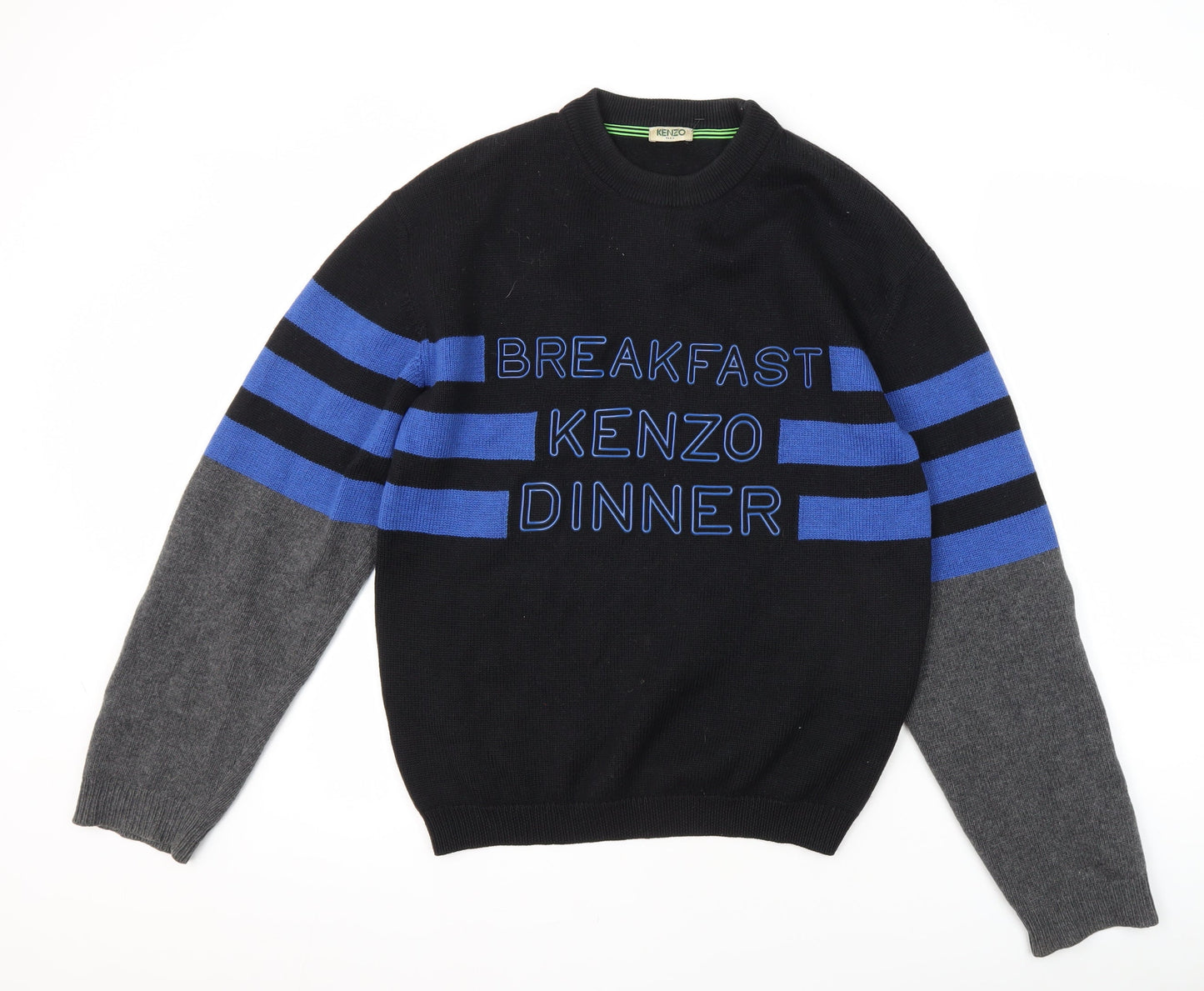 Kenzo Men's XL Black Blue Grey Pullover Jumper