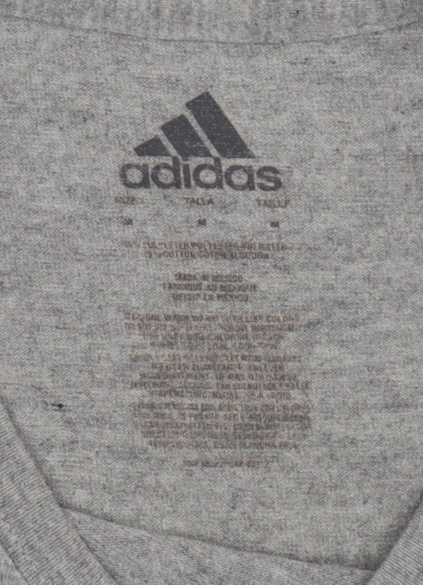 Close-up detail of Adidas Women's Grey Basic T-Shirt M