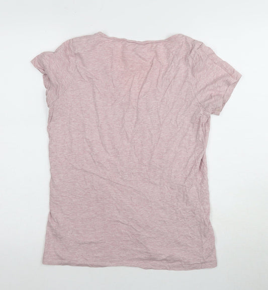 Fat Face Pink V-Neck Women's T-Shirt - Medium, Casual