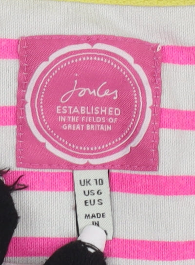 Joules Women's Pink Striped T-Shirt, Size 10, Casual Chic