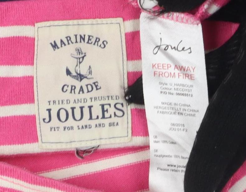 Joules Women's Pink Striped 3/4 Sleeve Cotton T-Shirt