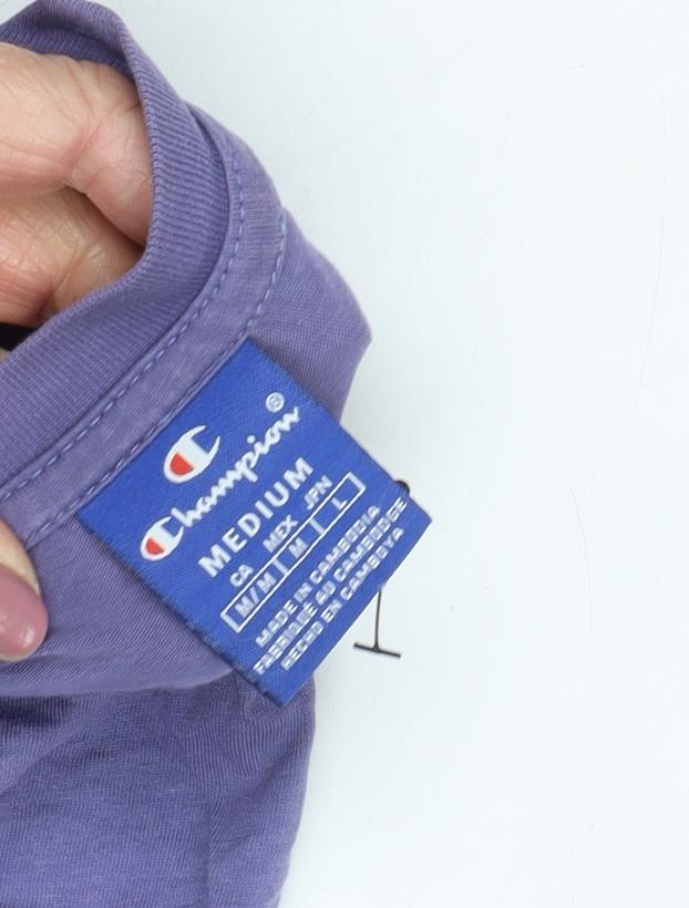 Champion Men's Purple Cotton Crew Neck T-Shirt M
