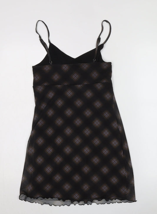 Hollister Women's XS Black Slip Dress, Check Pattern