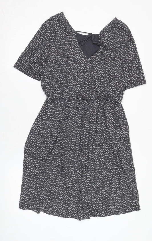 FatFace Women's Grey Floral A-Line Dress Size 14