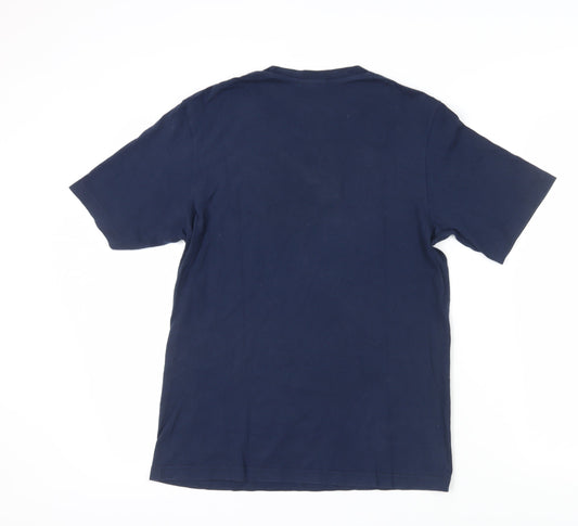 Nike Men's Blue Medium Logo Crew Neck T-Shirt