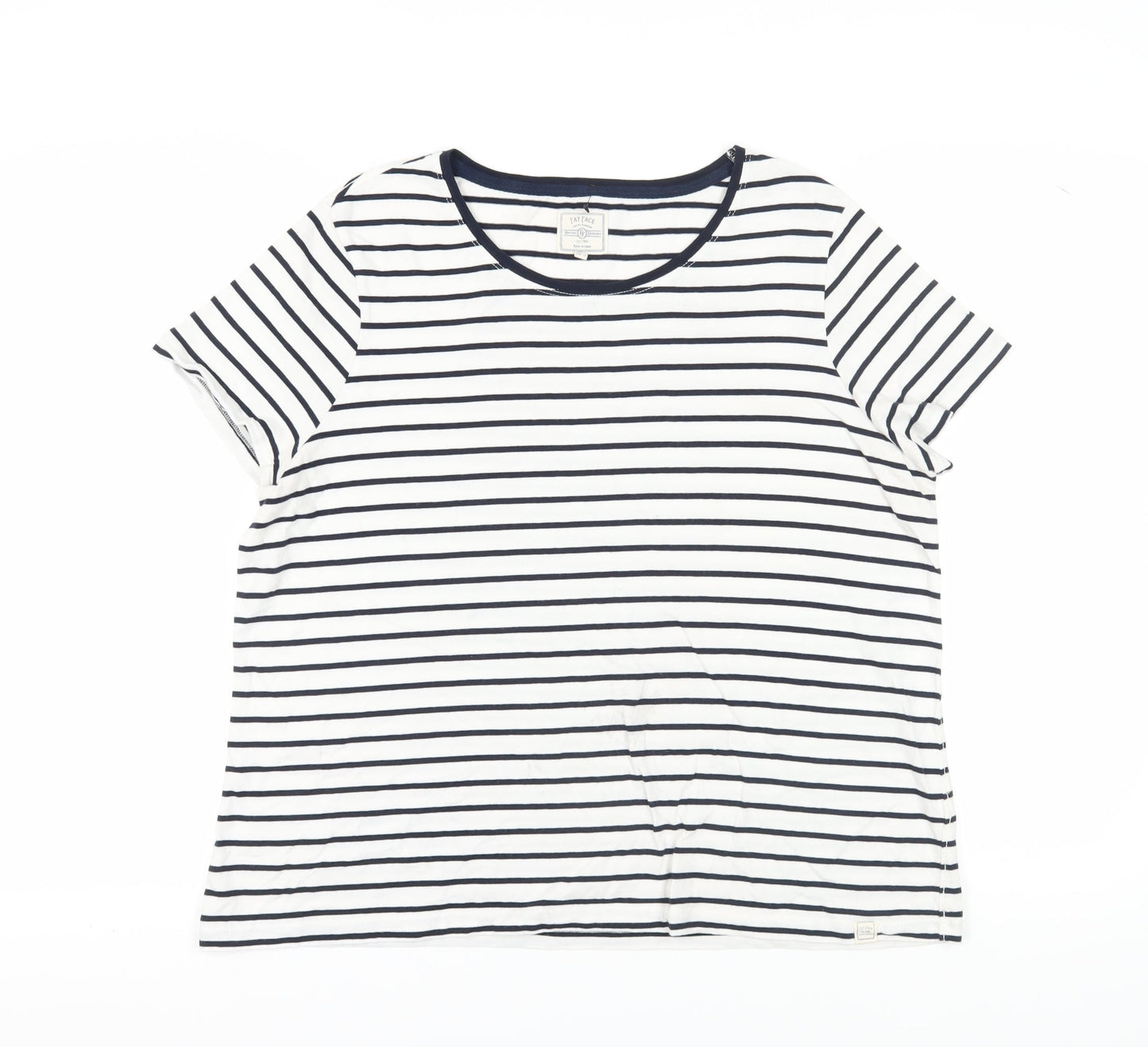 Fat Face Women's White Striped T-Shirt, Size 18