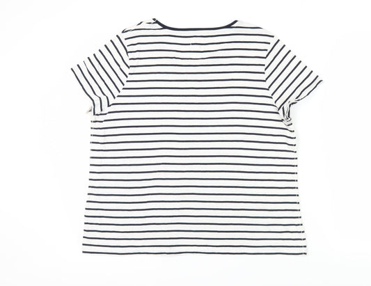 Fat Face Women's White Striped T-Shirt, Size 18