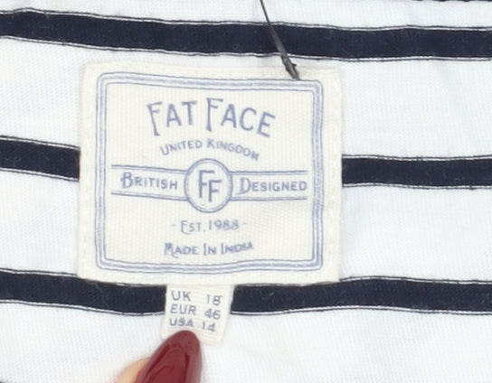 Fat Face Women's White Striped T-Shirt, Size 18