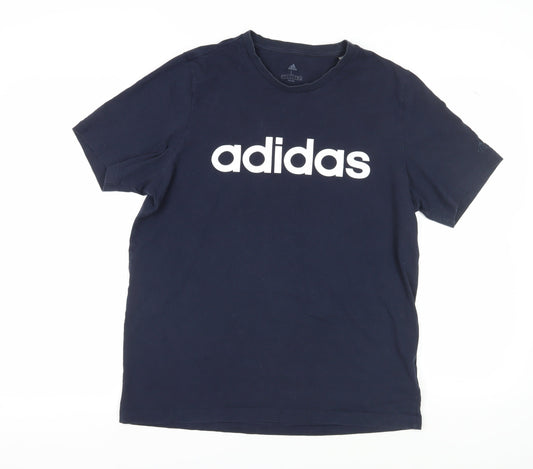 Mens UK Size L adidas Blue Cotton T-Shirt
