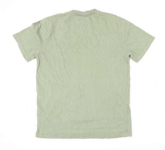 Albam Men's Green Small Cotton Short Sleeve T-Shirt