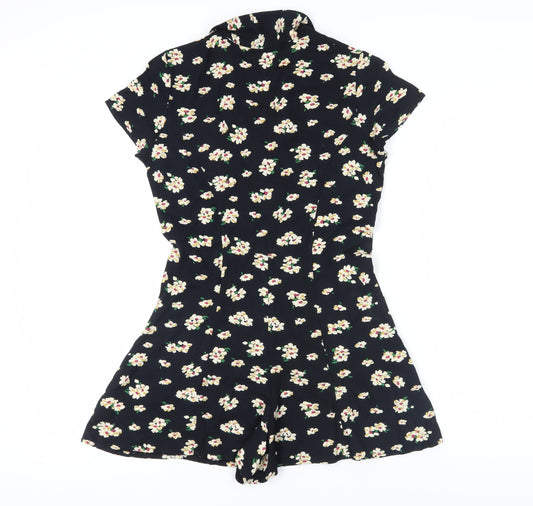Pins and Needles Black Floral Playsuit S Women