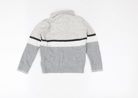 Next Boys' Grey Colourblock Polo Long Sleeve 3-4 Years