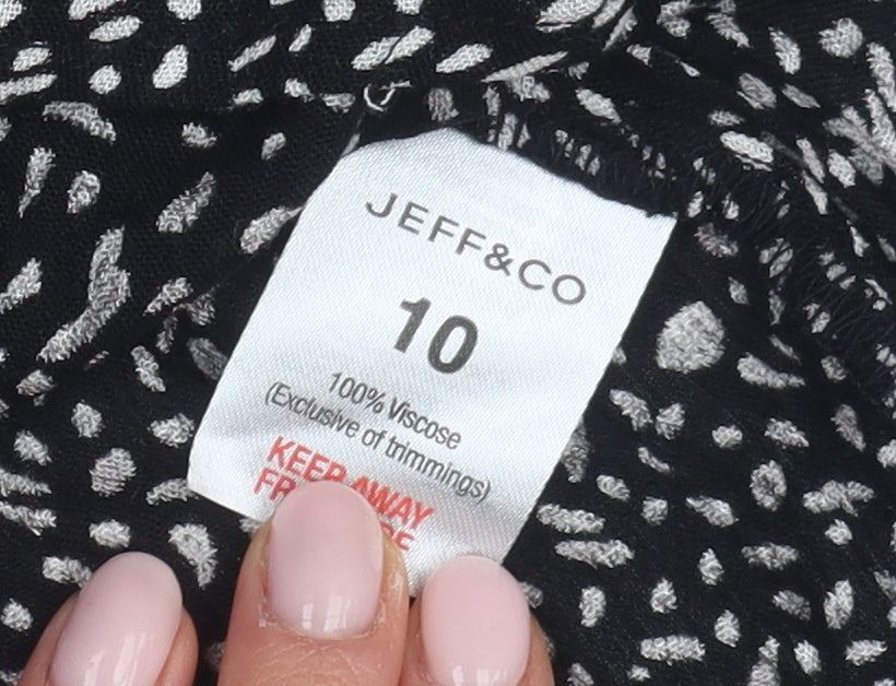 Brand and care label for Jeff & Co Women's Black Dress, size 10