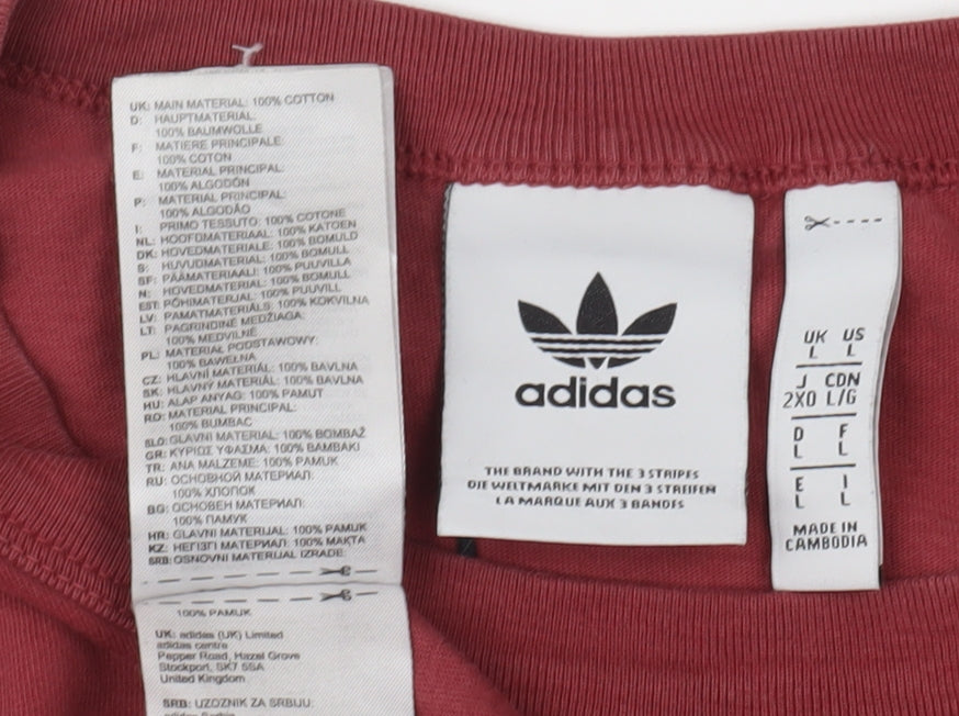 Adidas Men's Red L Cotton Short Sleeve T-Shirt