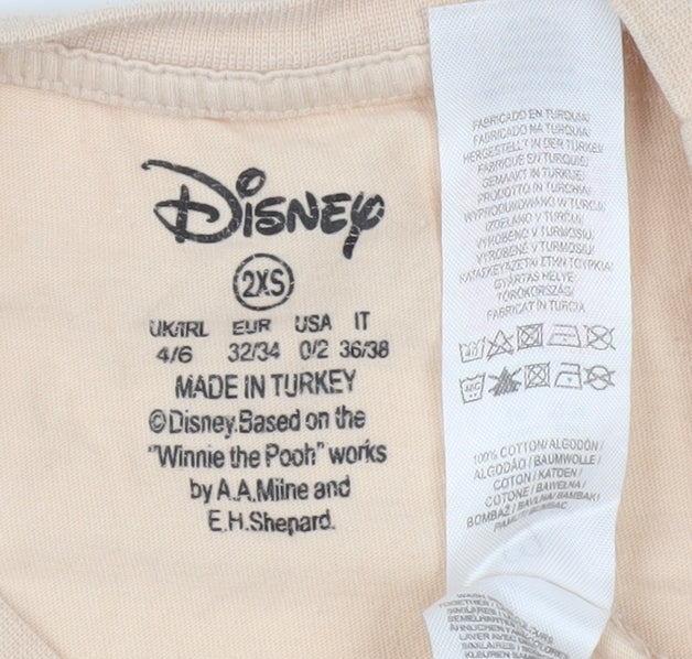 Disney Beige Winnie the Pooh Women's T-Shirt 2XS