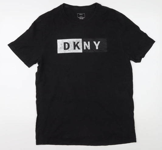 DKNY Men's Black Logo T-Shirt M, Short Sleeve Crew Neck