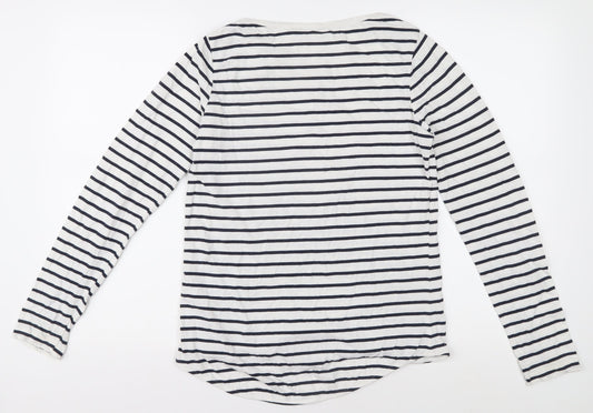 Fatface Women's White Striped T-Shirt, Size 8