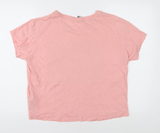 Tommy Jeans Women's Pink Crew Neck T-Shirt, Size L