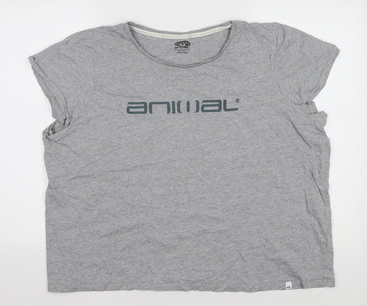 Womens UK Size 22 Animal Grey Cotton T-Shirt