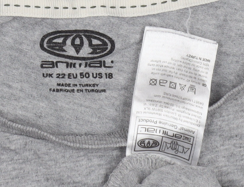 Womens UK Size 22 Animal Grey Cotton T-Shirt