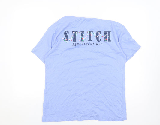 Disney Women's Blue Stitch Christmas T-Shirt, Size S