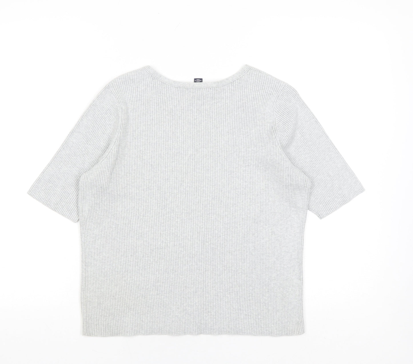 Lands' End Women's Grey V-Neck Knit Top, Size M