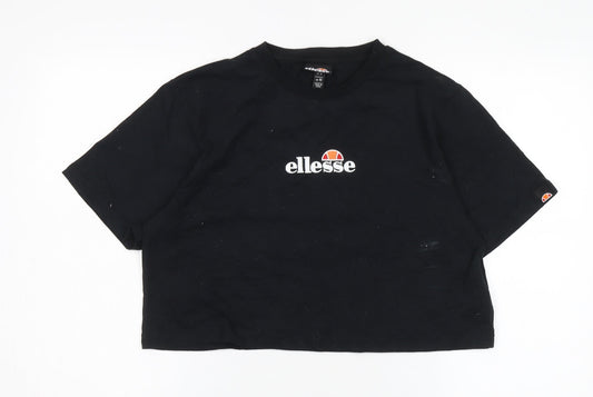 Ellesse Women's Black Cropped T-Shirt Size 10