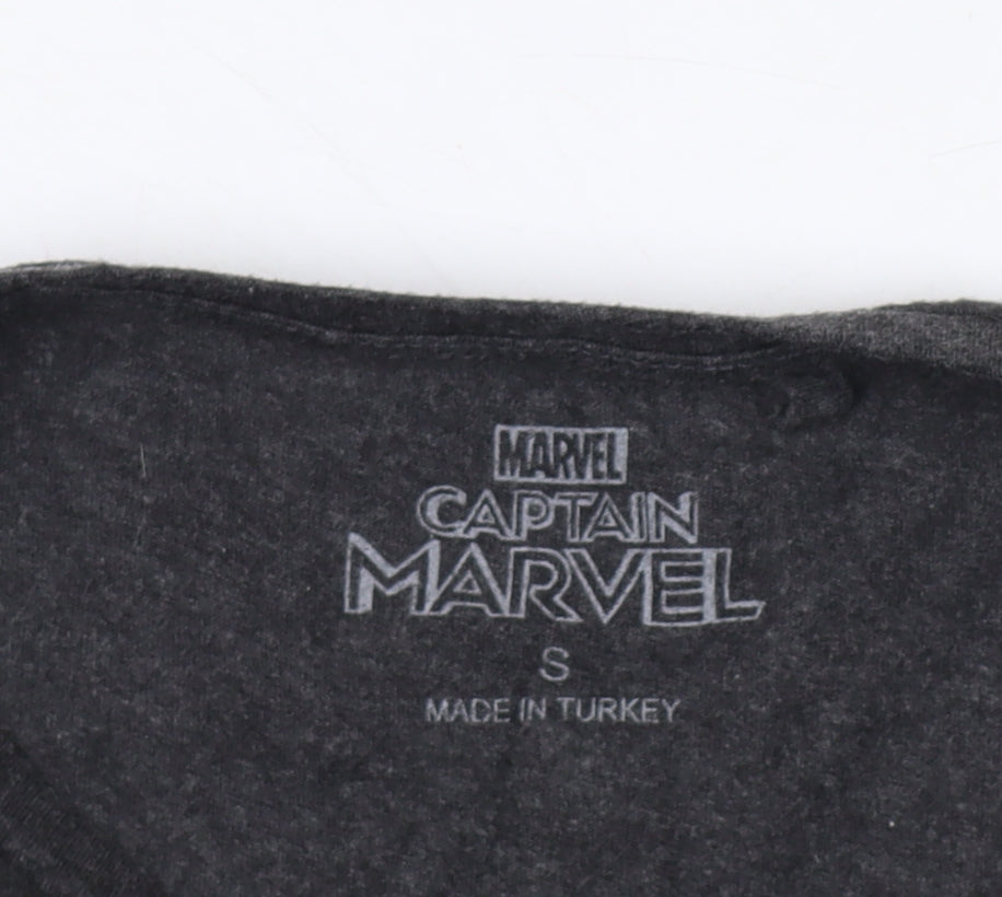Marvel Grey Captain Marvel T-Shirt, Unisex Adults S