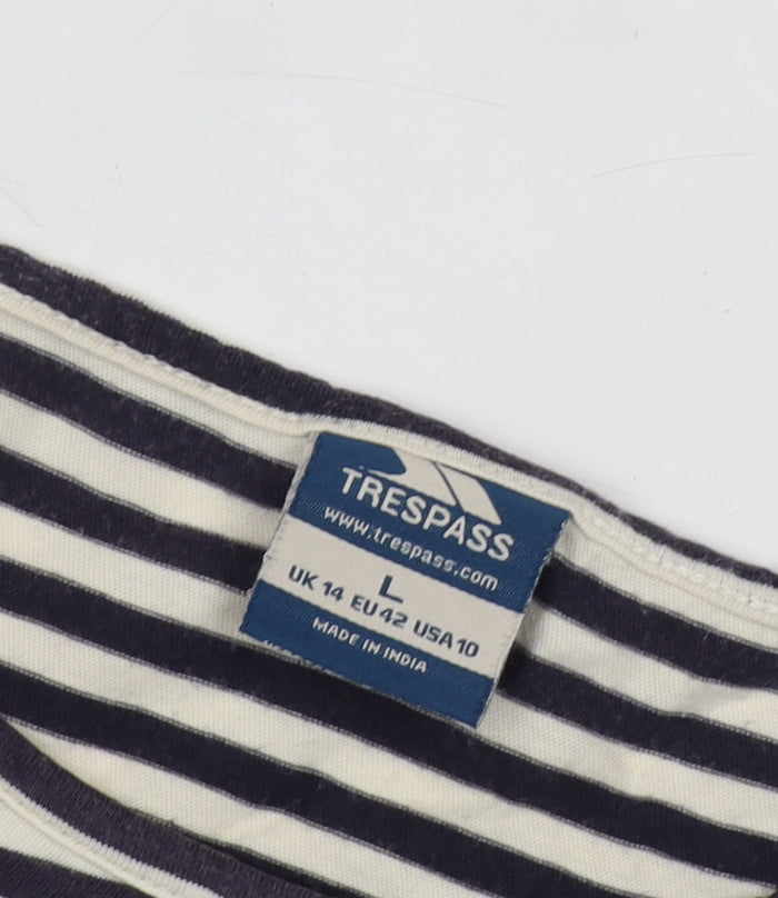 Trespass Women's Black Striped Jersey T-Shirt Size L