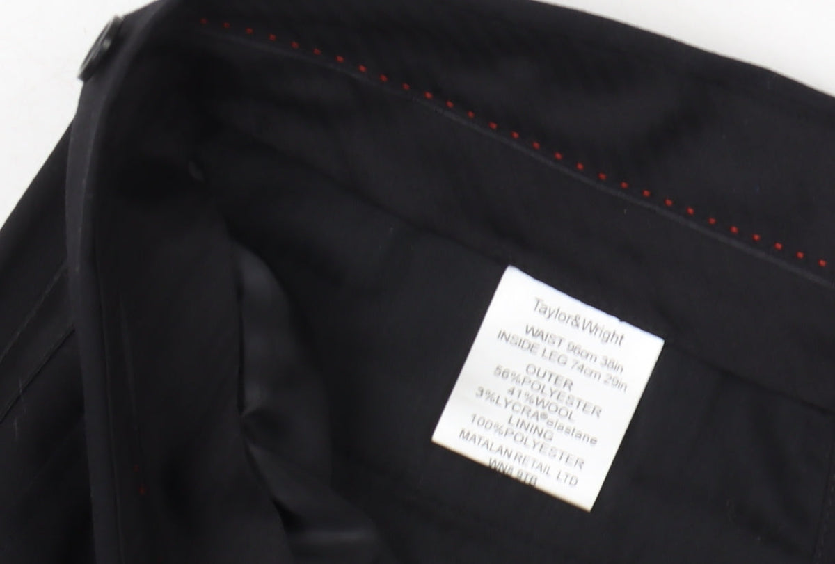 Close-up detail of Taylor & Wright Men's Black Dress Pants XL
