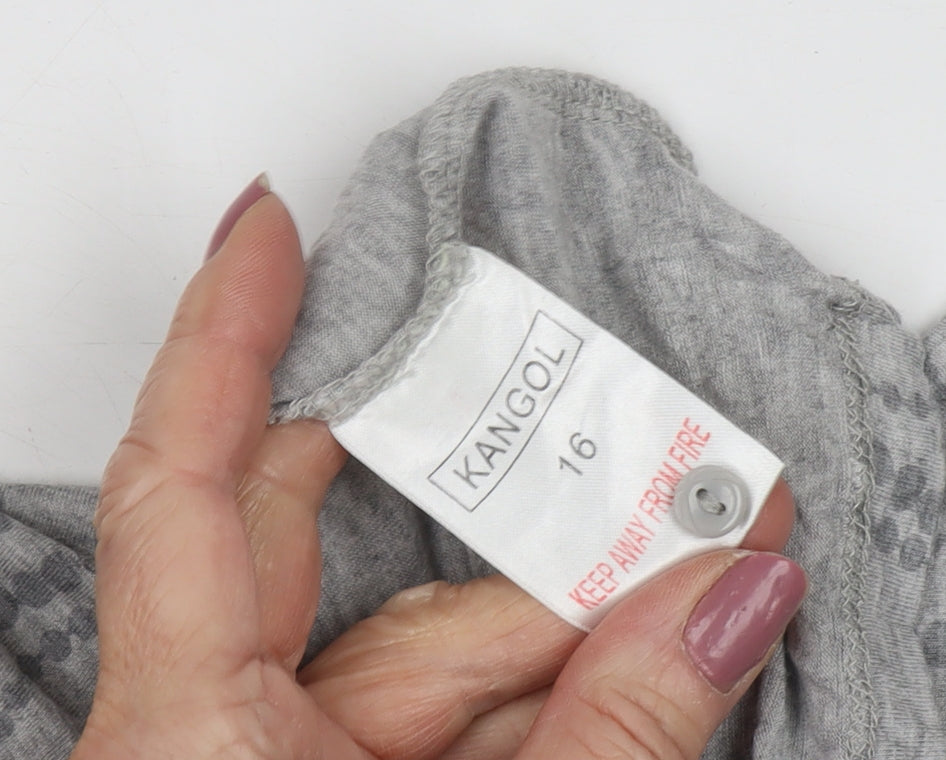 Kangol Women’s Grey V-Neck T-Shirt Size 16